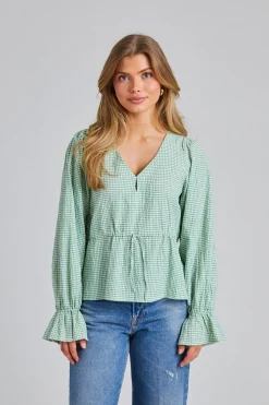 Indiana Ribbon Blouse Green/White