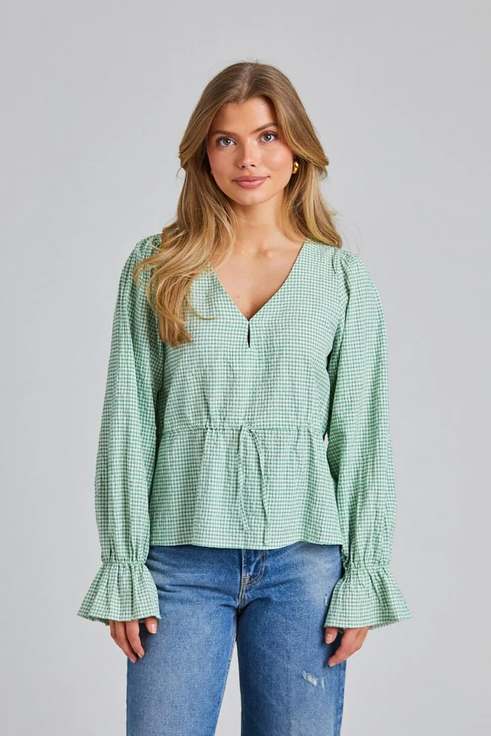Indiana Ribbon Blouse Green/White
