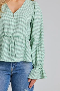 Indiana Ribbon Blouse Green/White