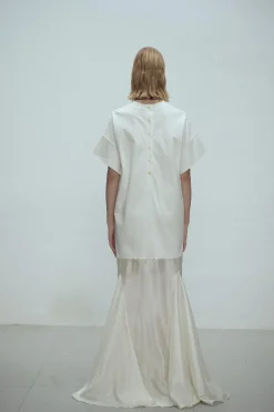 Irene Oversized Flared Dress Ivory