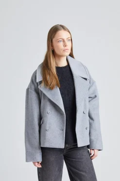 Iris Short Coat Light Grey Melange