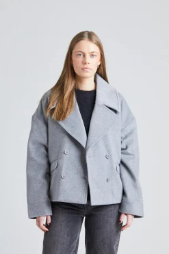 Iris Short Coat Light Grey Melange