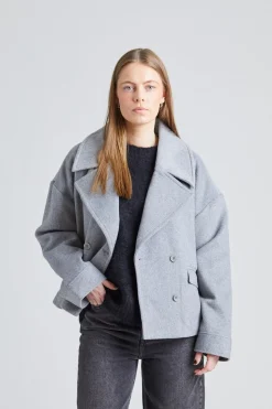 Iris Short Coat Light Grey Melange