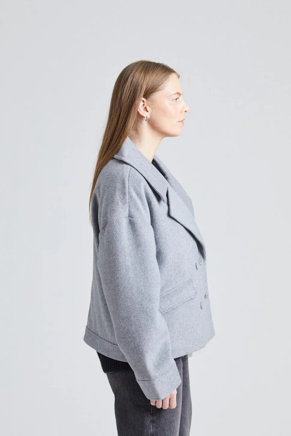 Iris Short Coat Light Grey Melange