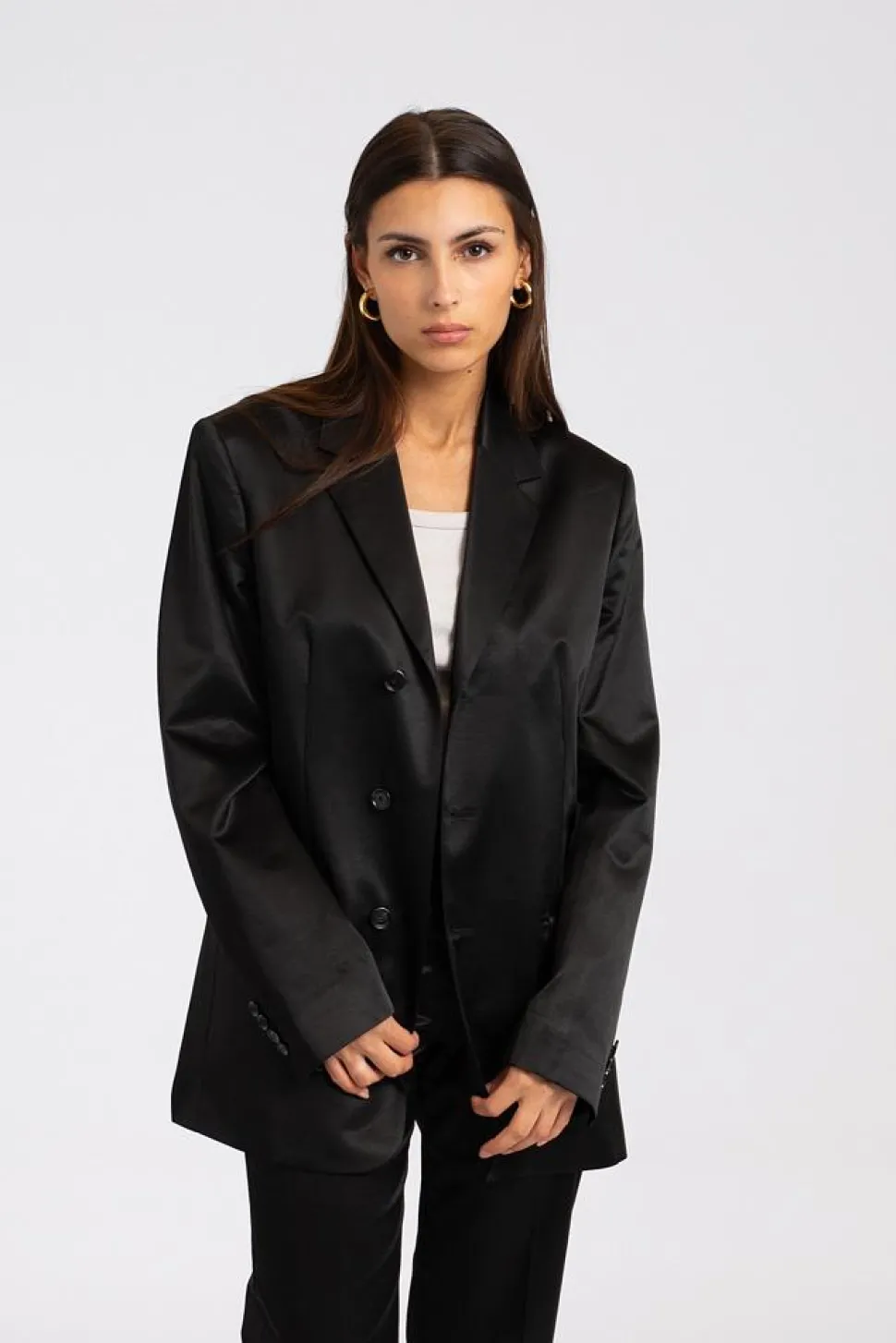 Jara Shiny Blazer Black