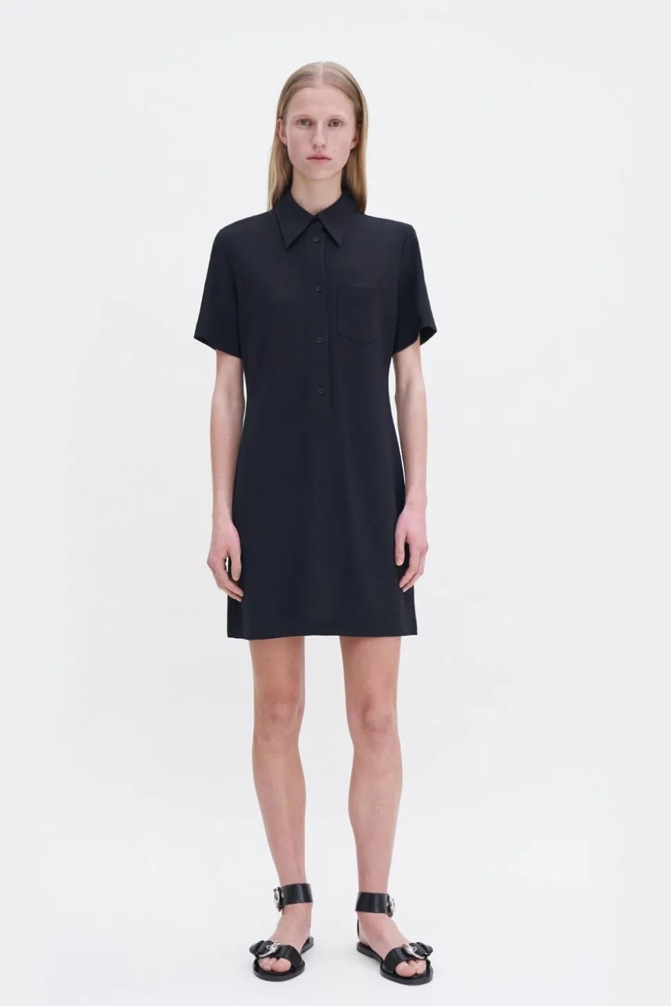 Jersey Shirt Dress Black