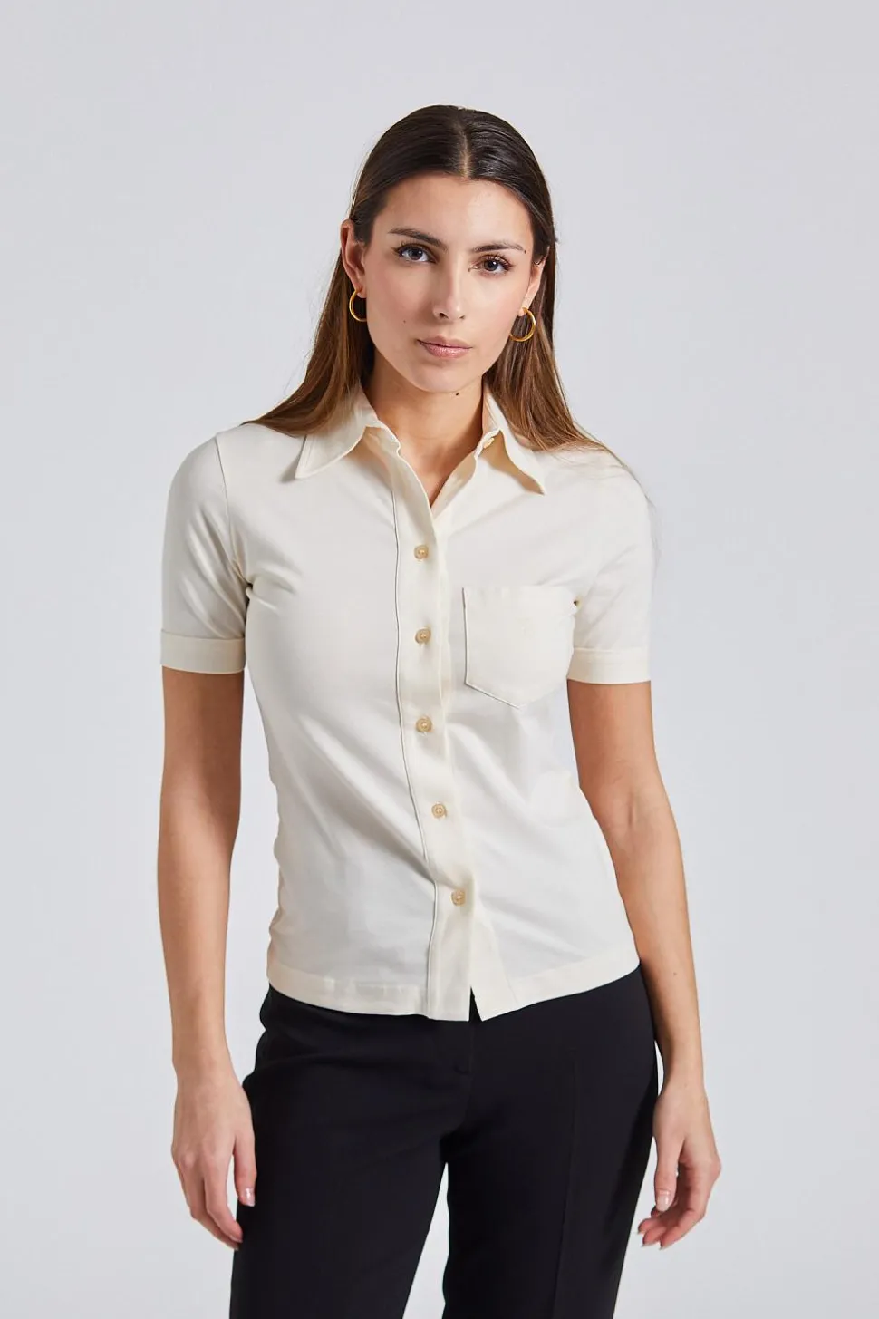 Jersey Short Sleeve Shirt Ivory