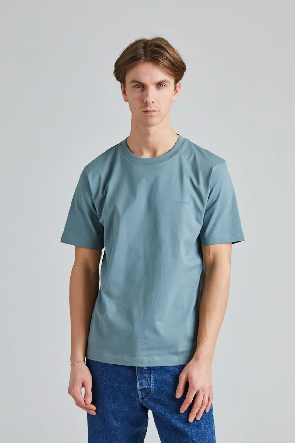 Johannes Organic Norse Logo Print T-Shirt Greyish Blue