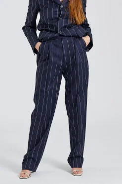 Julie Pinstripe Trousers Navy
