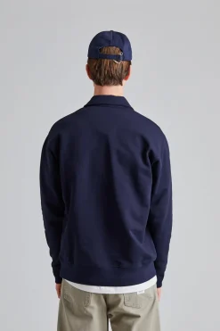 Ketel Relaxed Organic Norse Logo Print Half Zip Dk Navy
