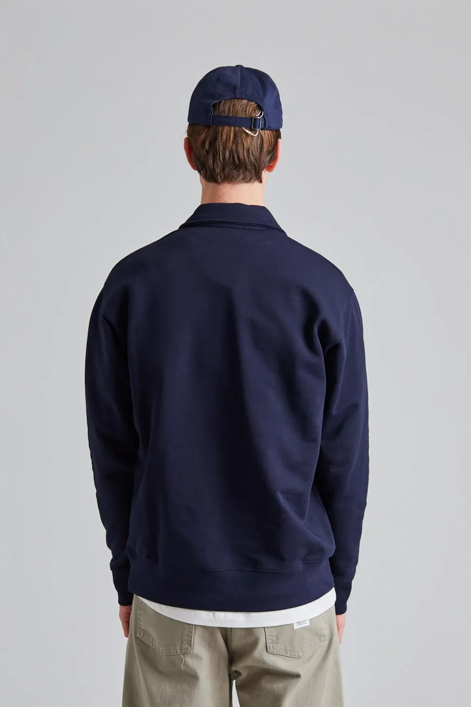 Ketel Relaxed Organic Norse Logo Print Half Zip Dk Navy