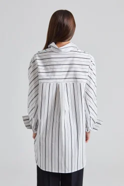 Kimono-sleeve Striped Shirt White/Black