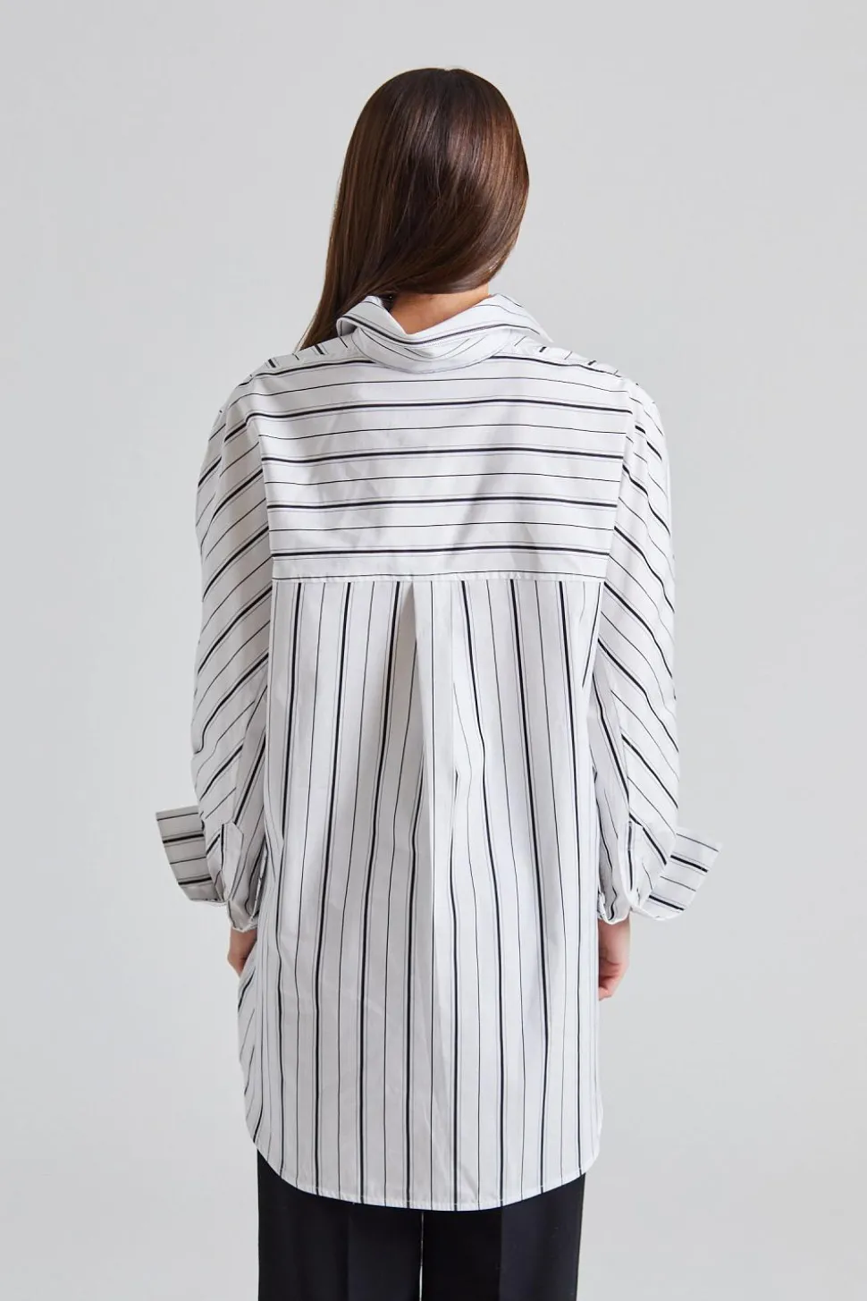 Kimono-sleeve Striped Shirt White/Black