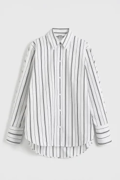 Kimono-sleeve Striped Shirt White/Black
