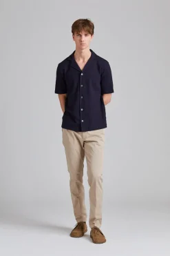 Kirk Knitted Shirt Night Blue