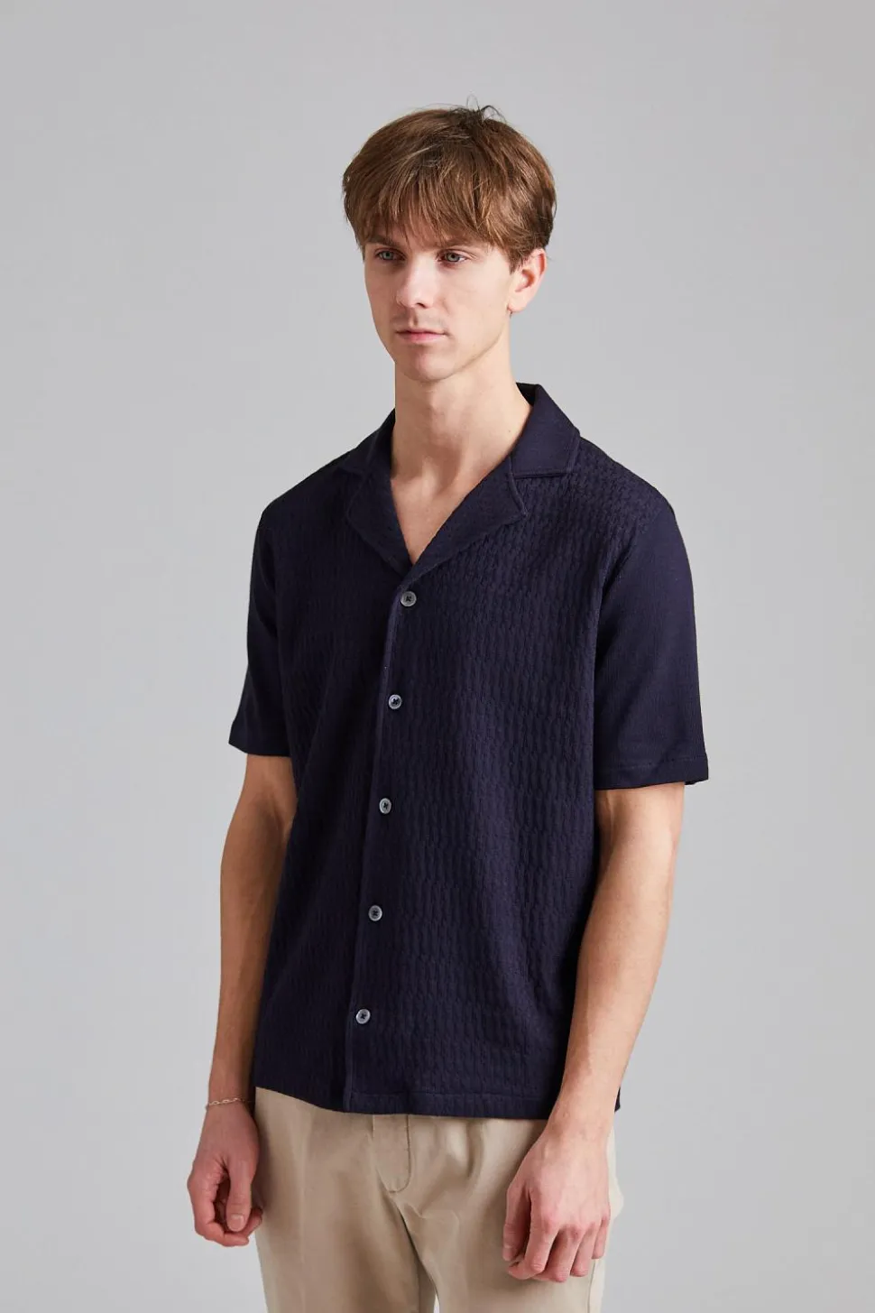 Kirk Knitted Shirt Night Blue