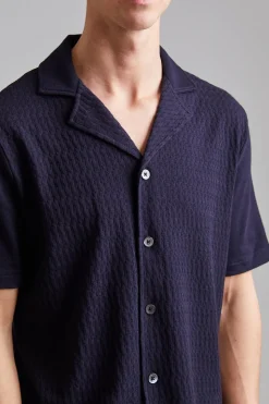 Kirk Knitted Shirt Night Blue