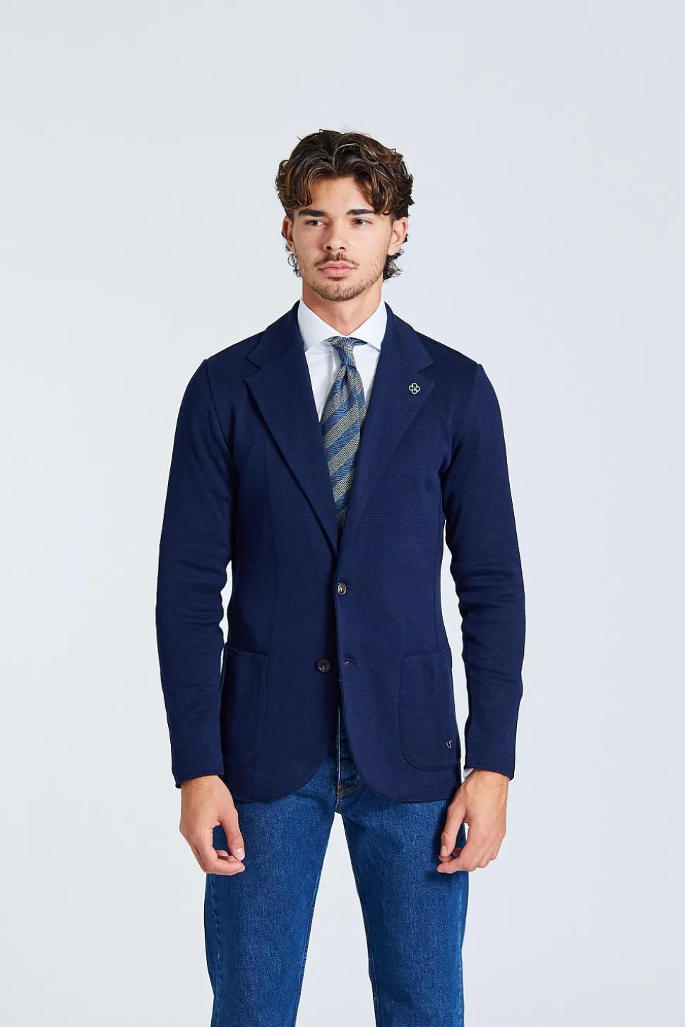 Knit Jacket Cotton Navy