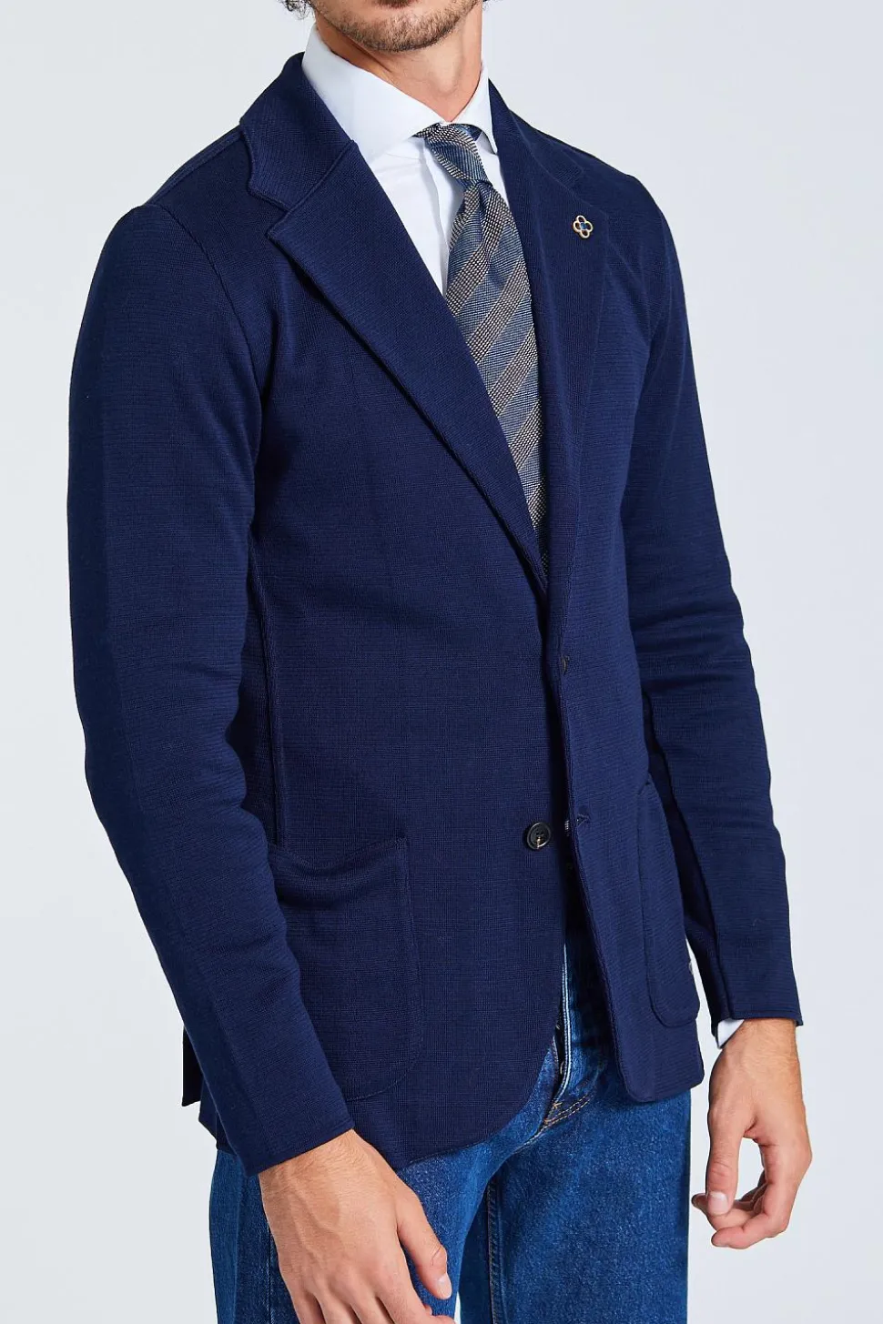 Knit Jacket Cotton Navy