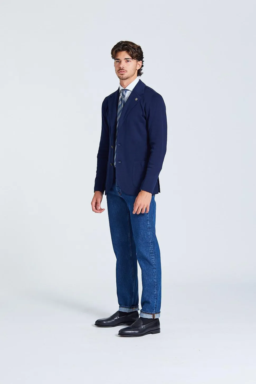 Knit Jacket Cotton Navy