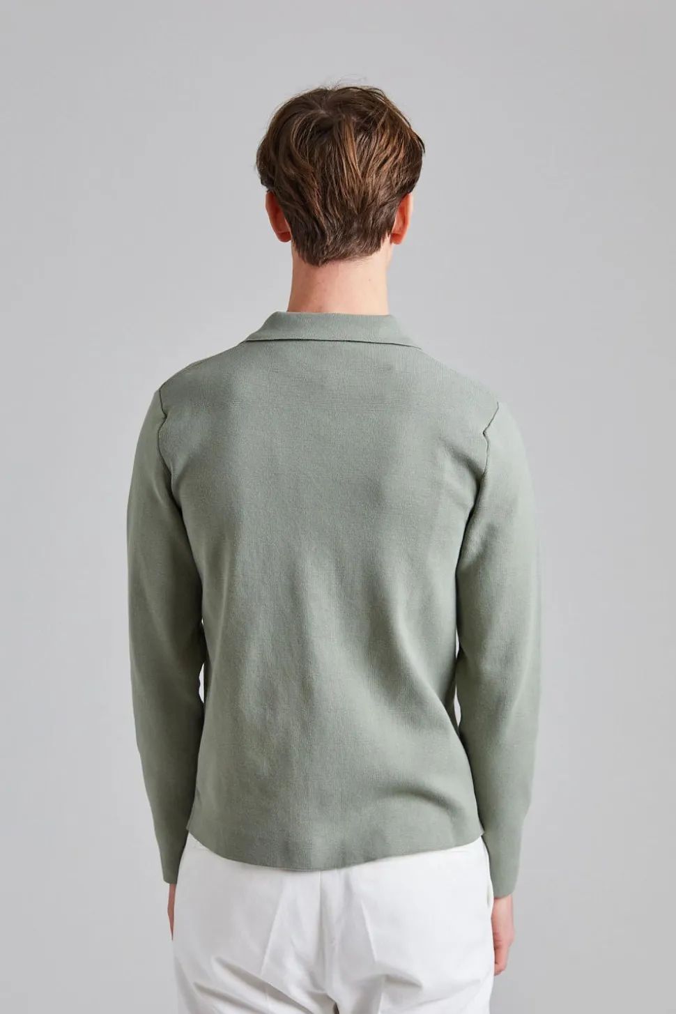 Knitted Cotton Shirt Jacket Salvia
