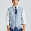 Knitted Pepita Merino Vest Light Blue Check