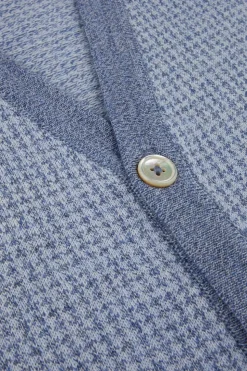 Knitted Pepita Merino Vest Light Blue Check