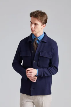 Knitted Shirt Jacket Navy