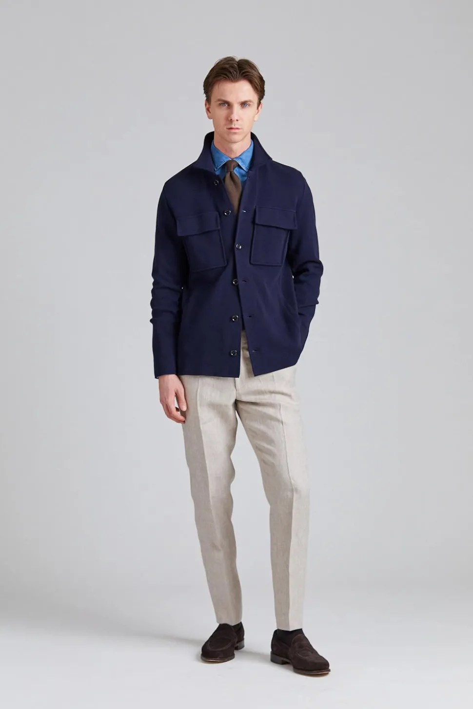 Knitted Shirt Jacket Navy
