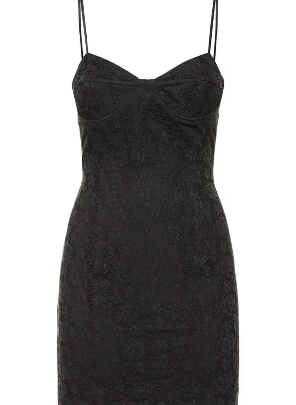 Lace Mini Strap Dress Black