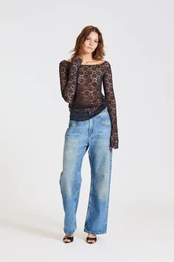 Lace Off Shoulder Top Black