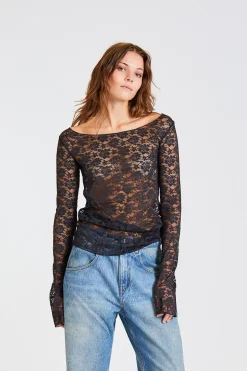 Lace Off Shoulder Top Black