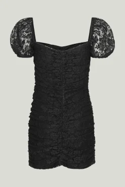 Lace Puff Sleeve Dress Black