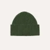 Lambswool Ribbed Knit Beanie Green