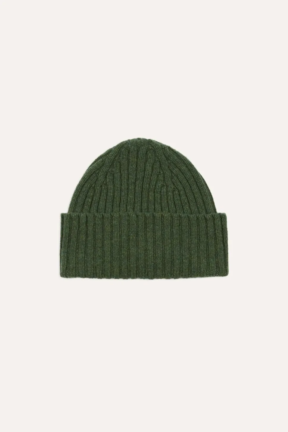 Lambswool Ribbed Knit Beanie Green