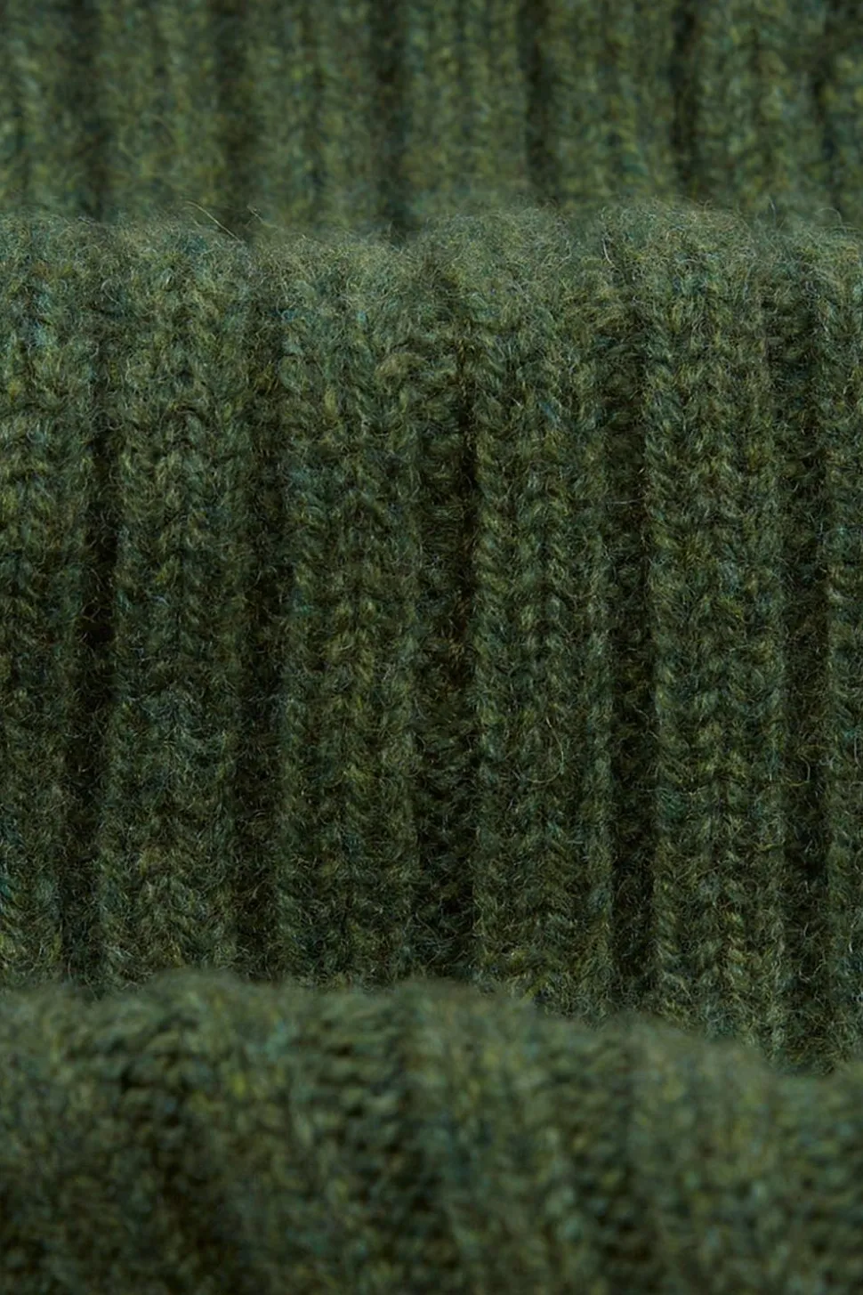 Lambswool Ribbed Knit Beanie Green
