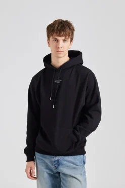 Le Hoodie Slogan à Poche Classique Black