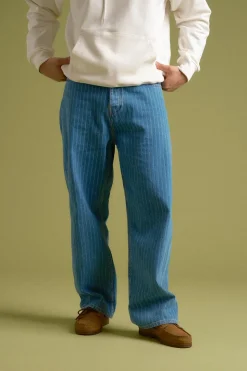 Le Jean Baggy Rayures Light Blue