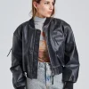 Leather Bomber Jacket FN-WN-LEAT000342 Black
