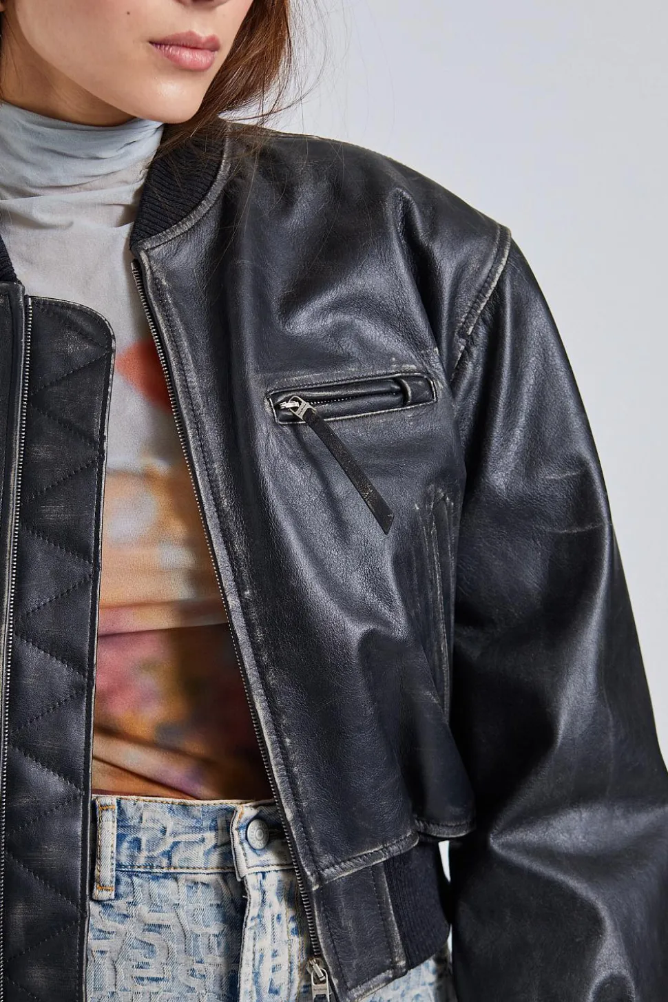 Leather Bomber Jacket FN-WN-LEAT000342 Black