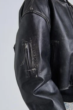 Leather Bomber Jacket FN-WN-LEAT000342 Black