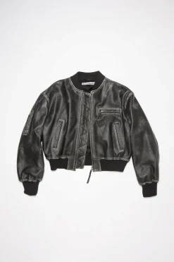 Leather Bomber Jacket FN-WN-LEAT000342 Black
