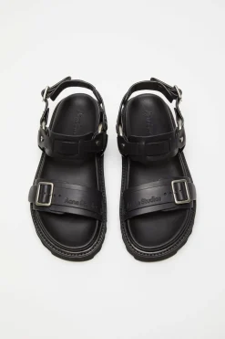 Leather Buckle Sandal Black FN-WN-SHOE000897