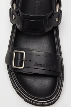 Leather Buckle Sandal Black FN-WN-SHOE000897