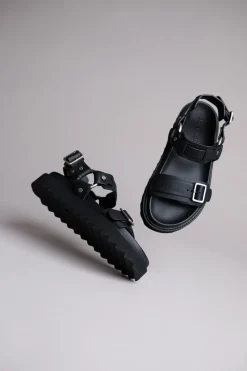 Leather Buckle Sandal Black FN-WN-SHOE000897