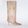 Leather Heel Boots Powder Pink FN-WN-SHOE000594
