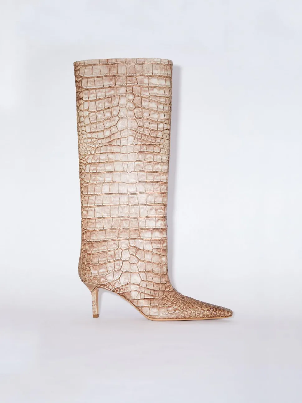 Leather Heel Boots Powder Pink FN-WN-SHOE000594