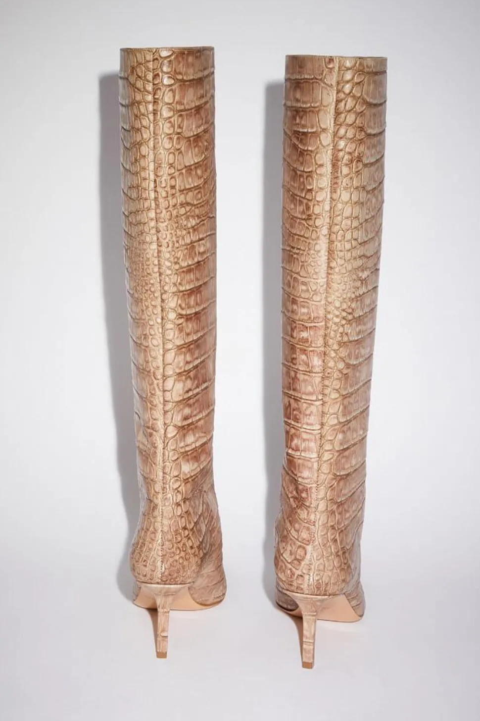 Leather Heel Boots Powder Pink FN-WN-SHOE000594