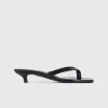 Leather Heeled Flip Flops Black