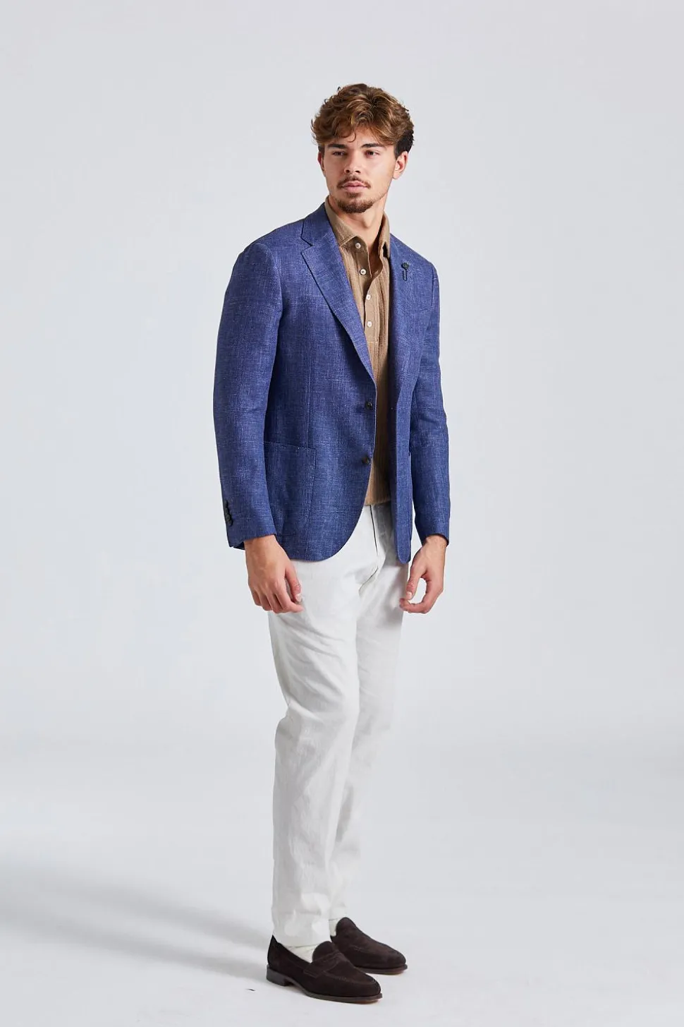 Linen and Wool Blazer Blue